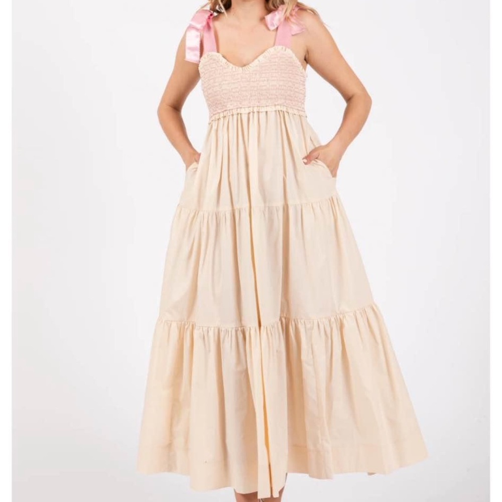 Pinkblush Pink & Cream Midi Dress - Picture 3 of 3